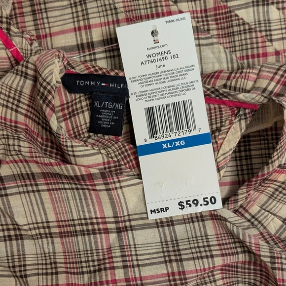 Tommy Hilfiger Plaid Ruffle Top Fem Lightweight - Fall Chic - Picture 6 of 9